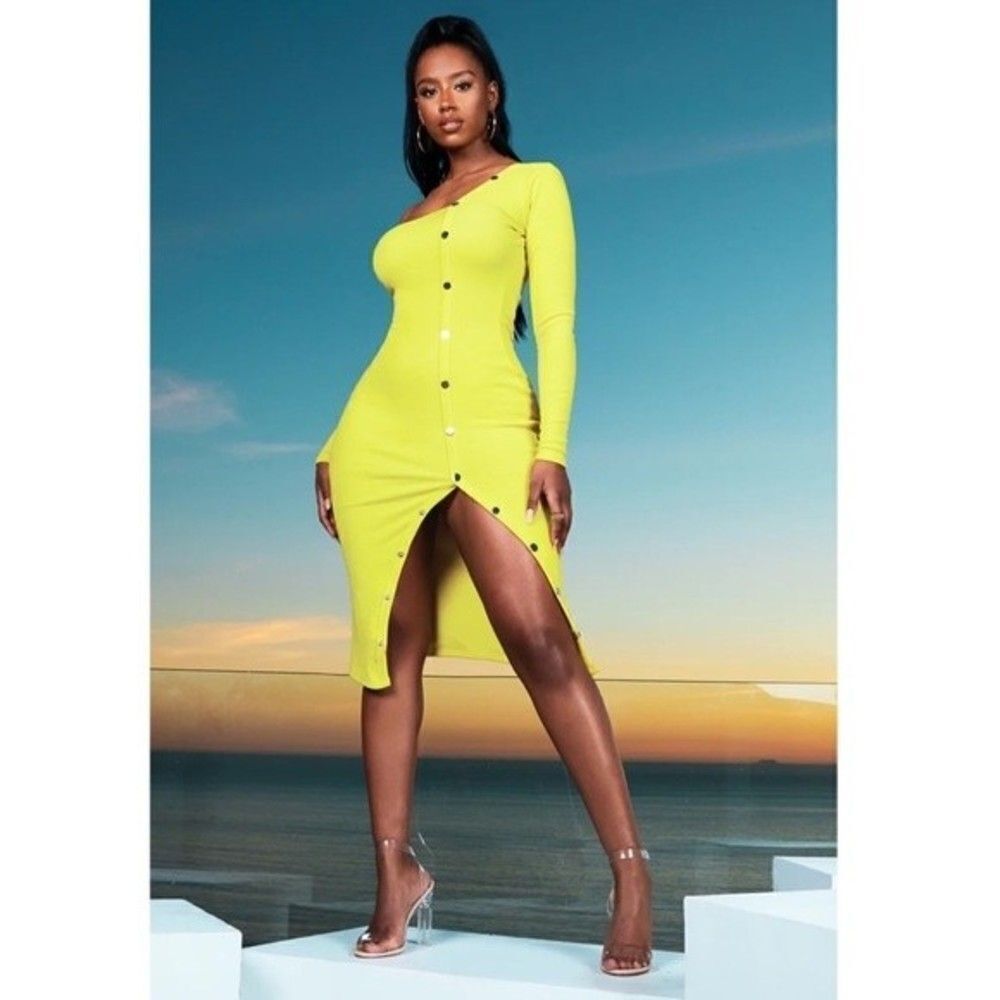 FASHION NOVA Ribbed Neon Bodycon Dress